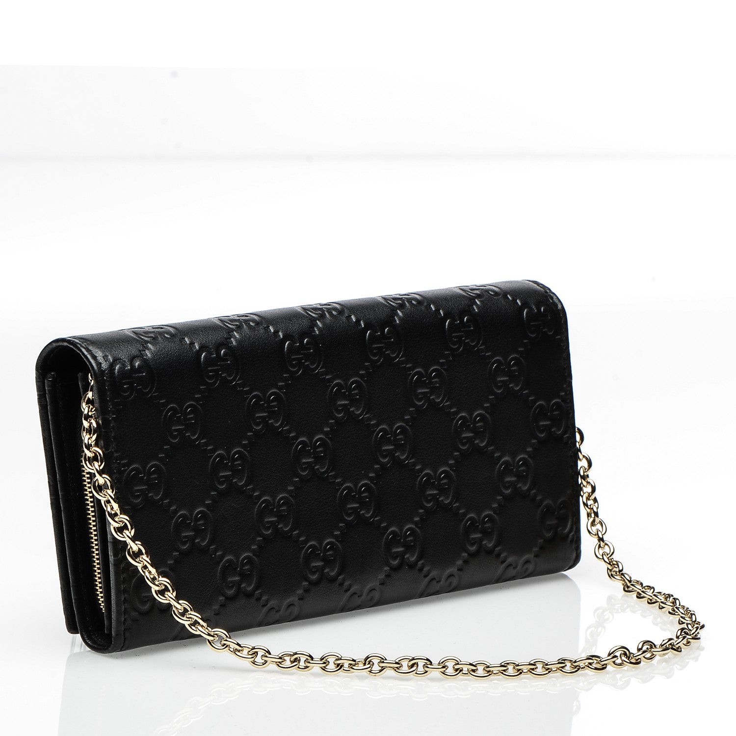 Gucci Guccissima Margaux Calfskin Metal Bar Chain Wallet Black 3 of 6
