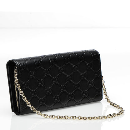 Gucci Guccissima Margaux Calfskin Metal Bar Chain Wallet Black 3 of 6