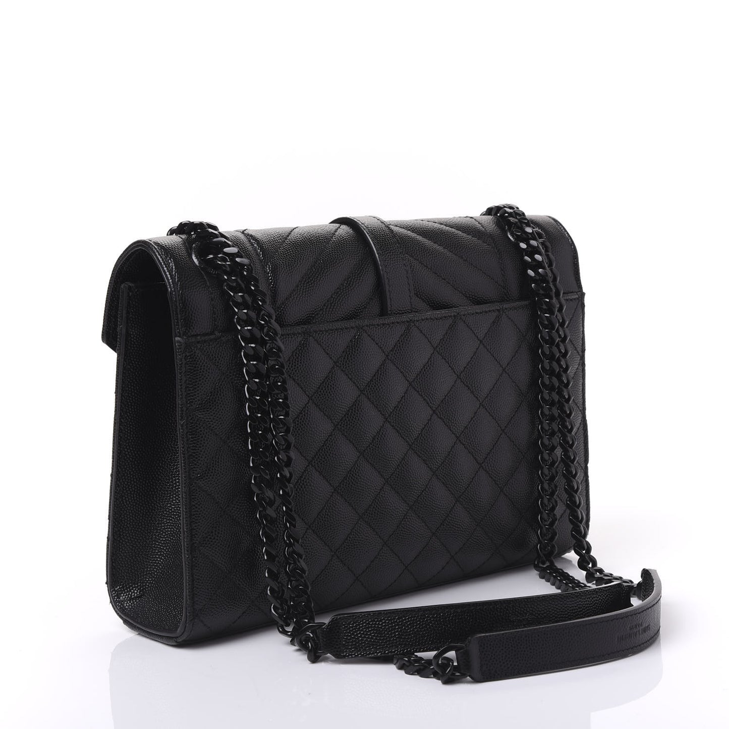 Grain De Poudre Textured Mixed Matelasse Triquilt Medium Monogram Satchel Black