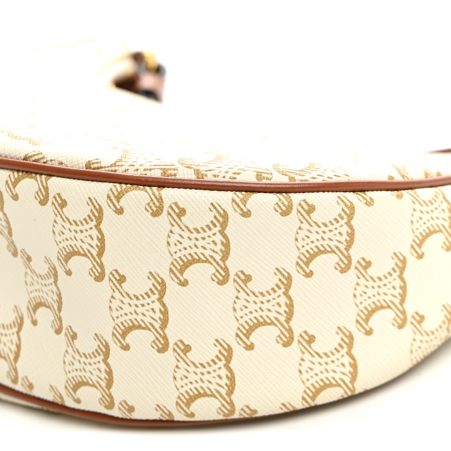 Canvas Calfskin Ava Triomphe Shoulder Bag White