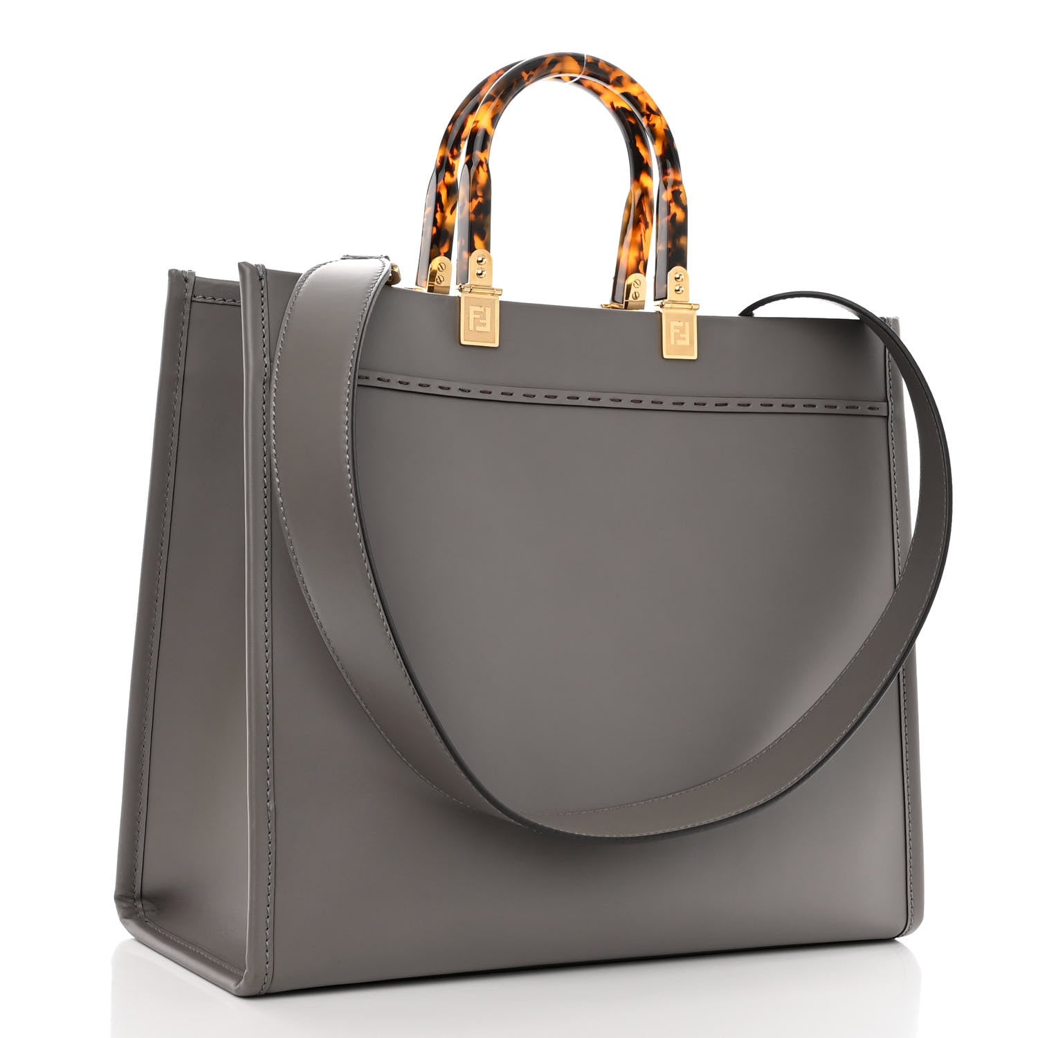 Fendi Vitello King Plexiglass Logo Embossed Medium Fendi Sunshine Shopper Tote Moon 2 of 8