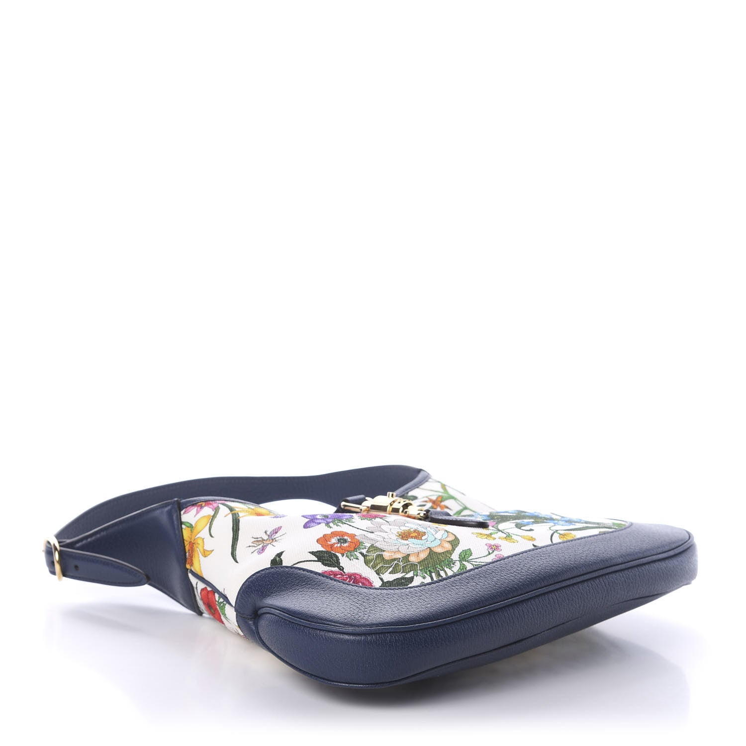 Gucci Canvas Flora Medium Jackie Hobo Blue Agata 4 of 9