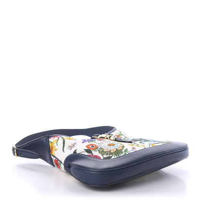Gucci Canvas Flora Medium Jackie Hobo Blue Agata 4 of 9