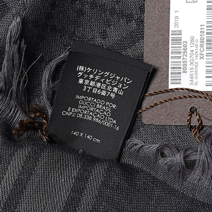 Gucci Wool Silk GG Monogram Diamante Plaid Surviee Shawl Graphite Black 2 of 4