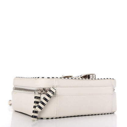Chanel Caviar Quilted Striped Medium CC Filigree Vanity Case White Black 4 of 12