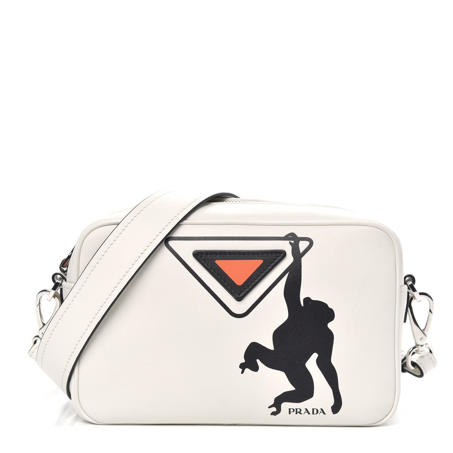 Prada City Calf Monkey Print Camera Bag White Papaya 1 of 9
