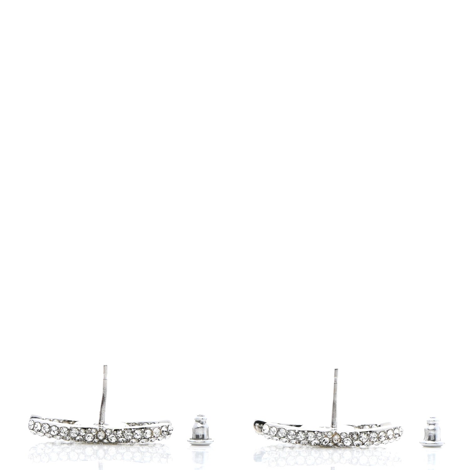 Chanel Crystal CC Treasure Chest Earrings Silver 4 of 4