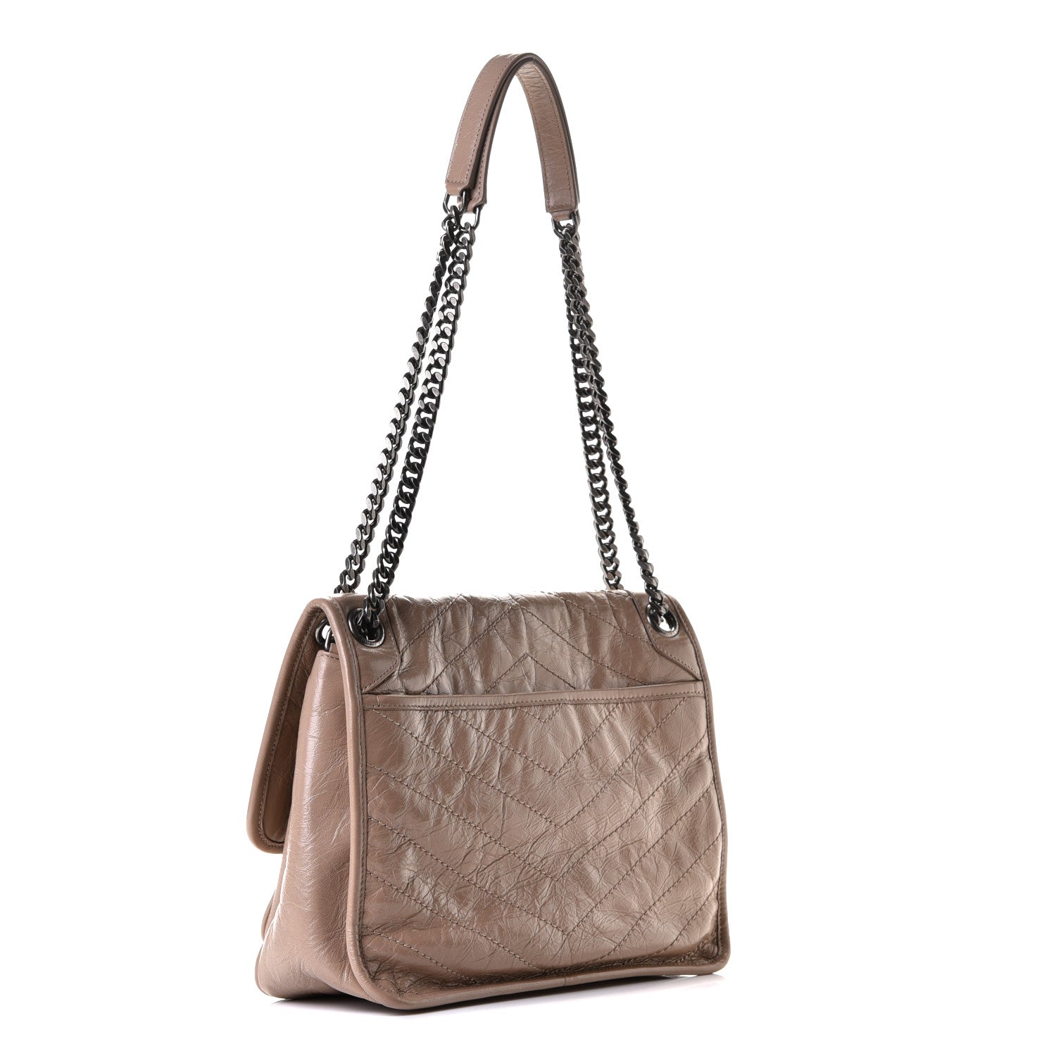 Saint Laurent Crinkled Calfskin Matelasse Monogram Medium Niki Chain Satchel Light Taupe 2 of 5