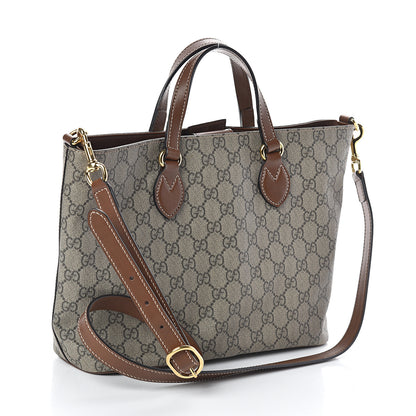Gucci Soft GG Supreme Monogram Small Crossbody Tote Beige Cuir 3 of 9