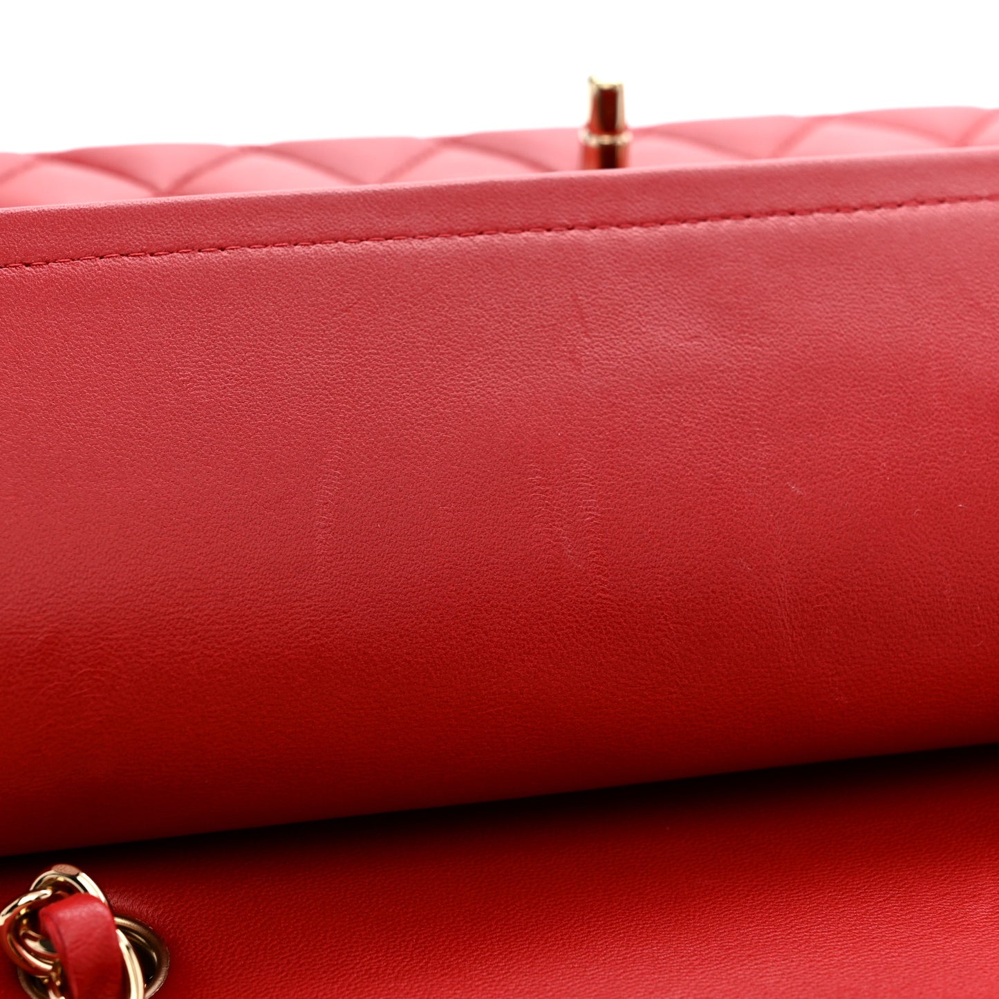 Lambskin Quilted Medium Double Flap Red