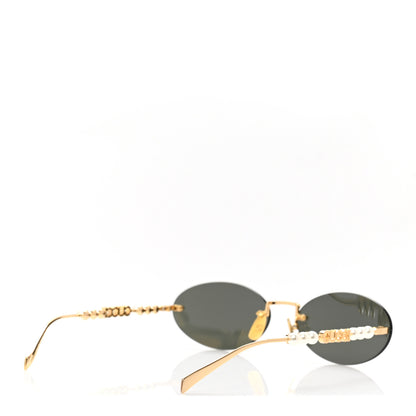 Gucci Metal Pearl Oval Sunglasses GG1922S Gold 4 of 9