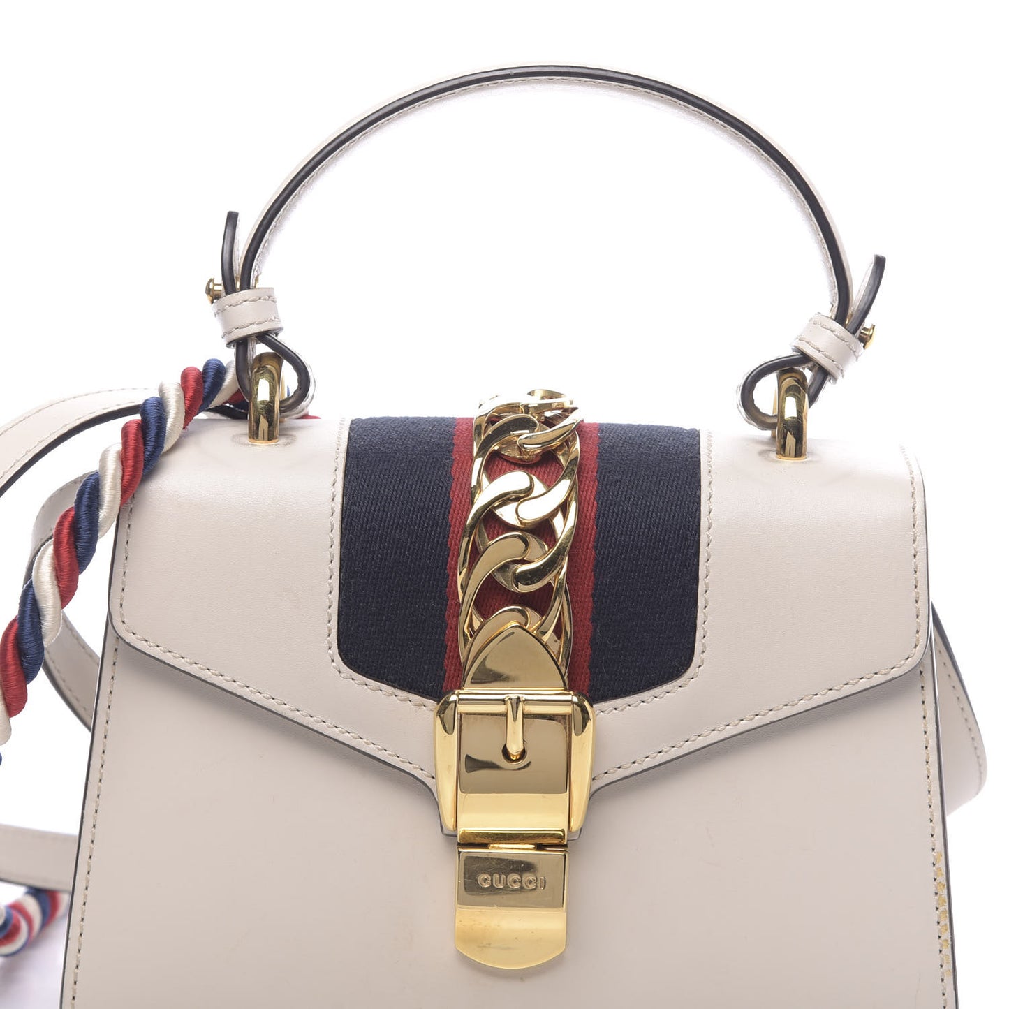 Calfskin Mini Sylvie Top Handle Bag White