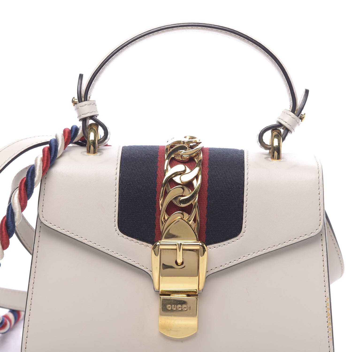 Gucci Calfskin Mini Sylvie Top Handle Bag White 11 of 19