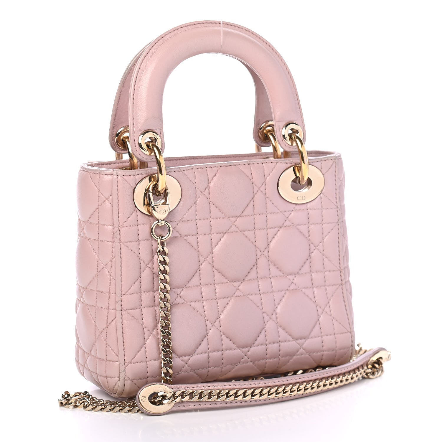 Christian Dior Metallic Lambskin Cannage Mini Lady Dior Lotus 2 of 4