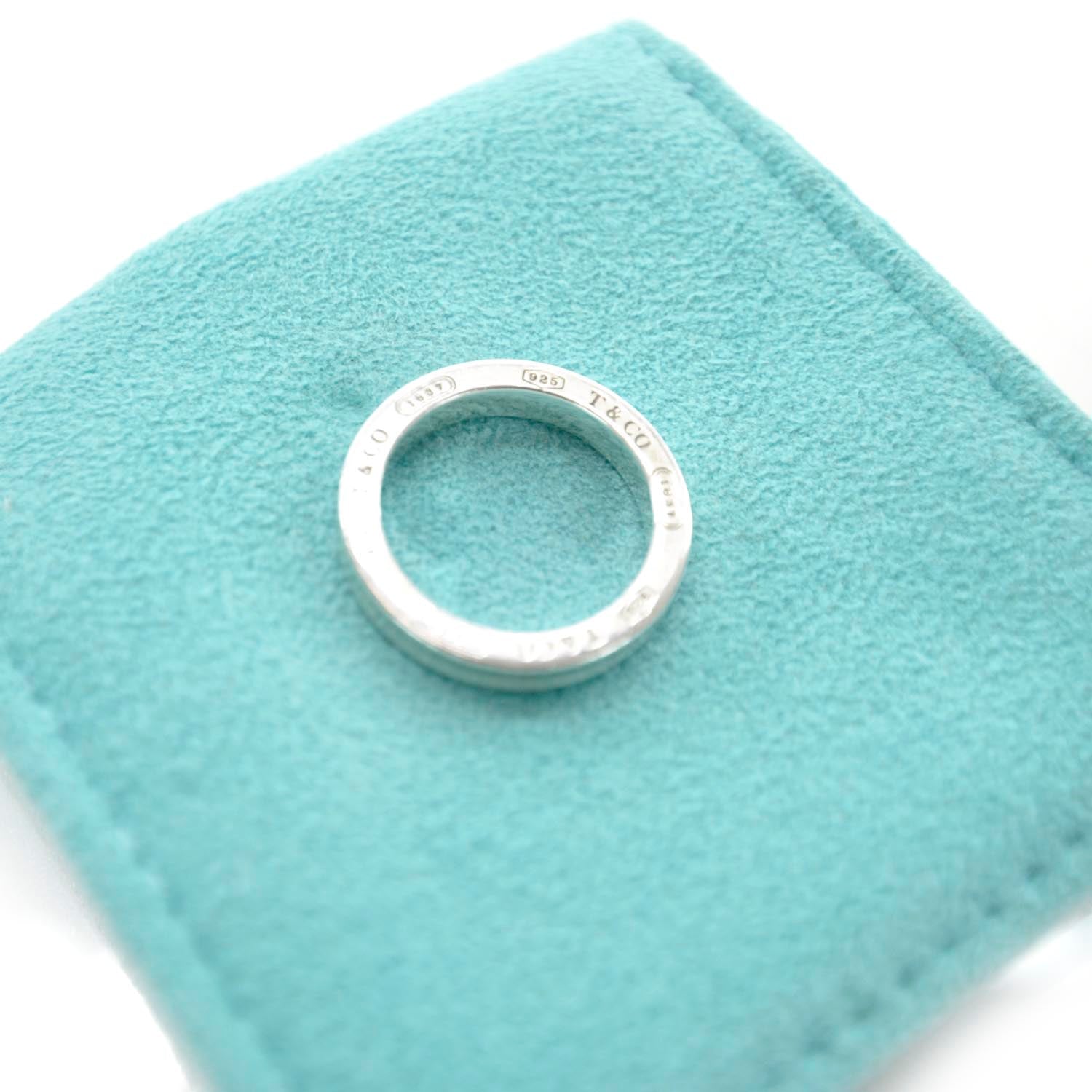 Tiffany Sterling Silver 3 Diamond 1837 Ring 6 3 of 5