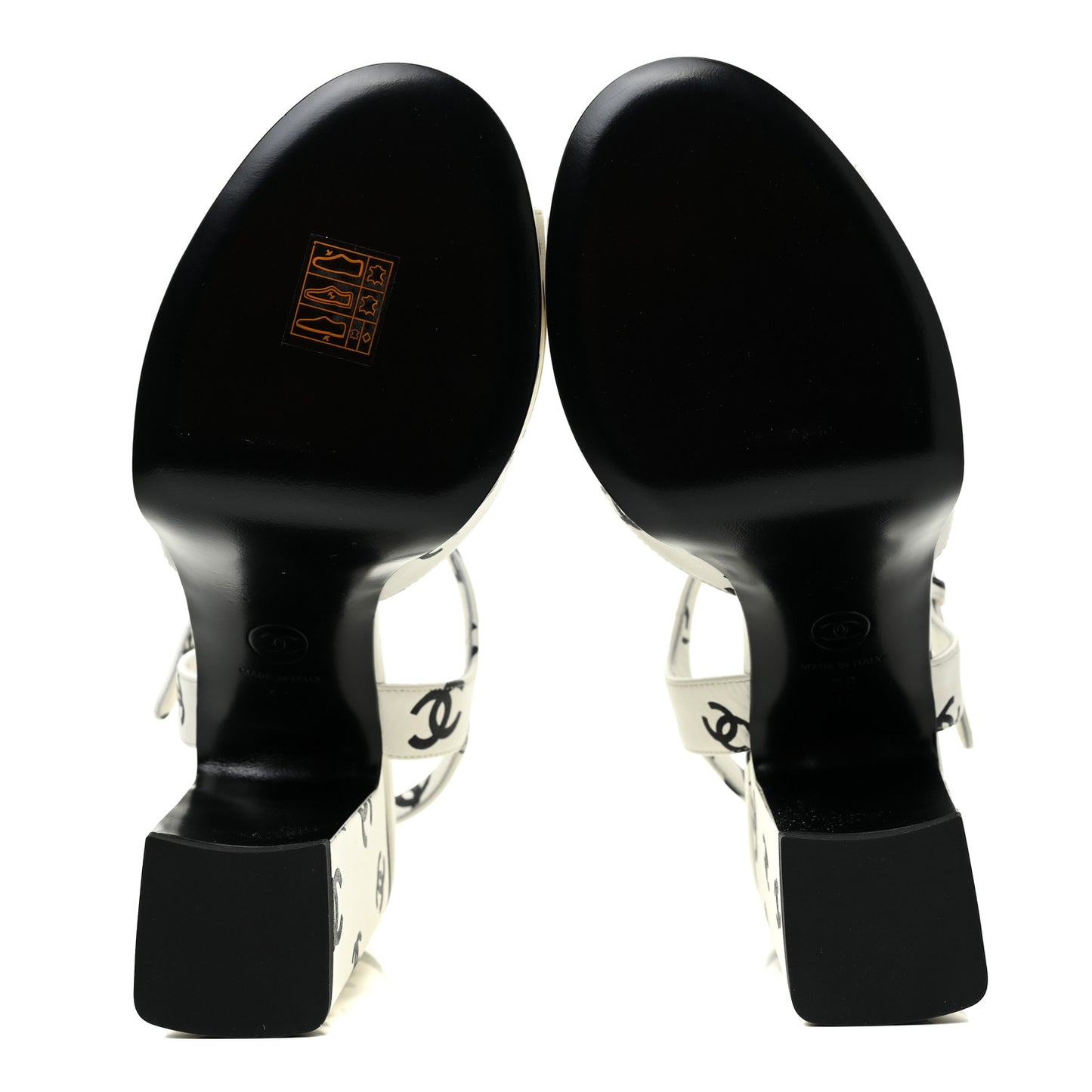 Printed Lambskin Coco Beach Platform Sandals 38 White Black
