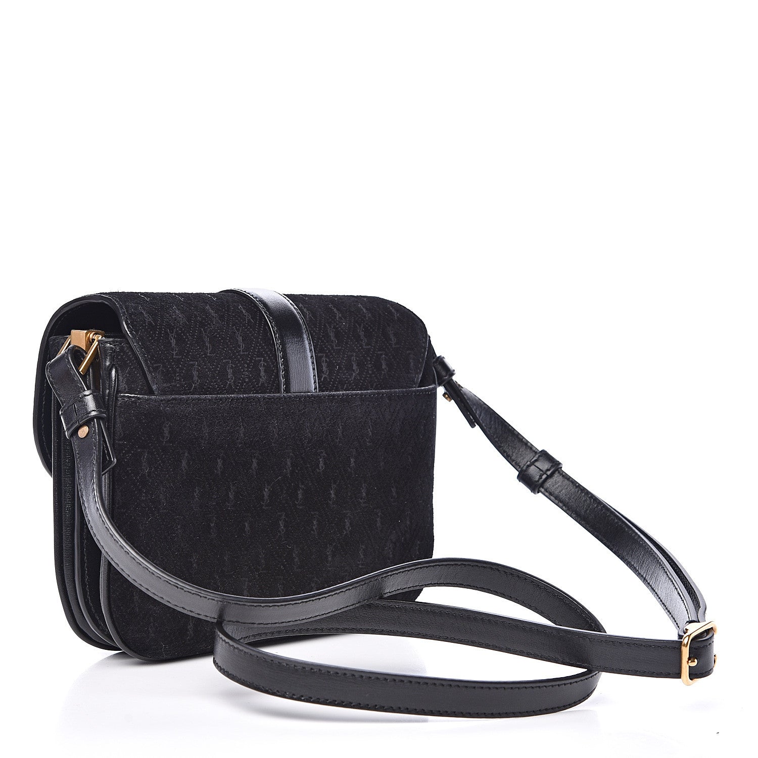 Saint Laurent Suede All-Over Monogram Small Le Monogramme Satchel Black 2 of 10