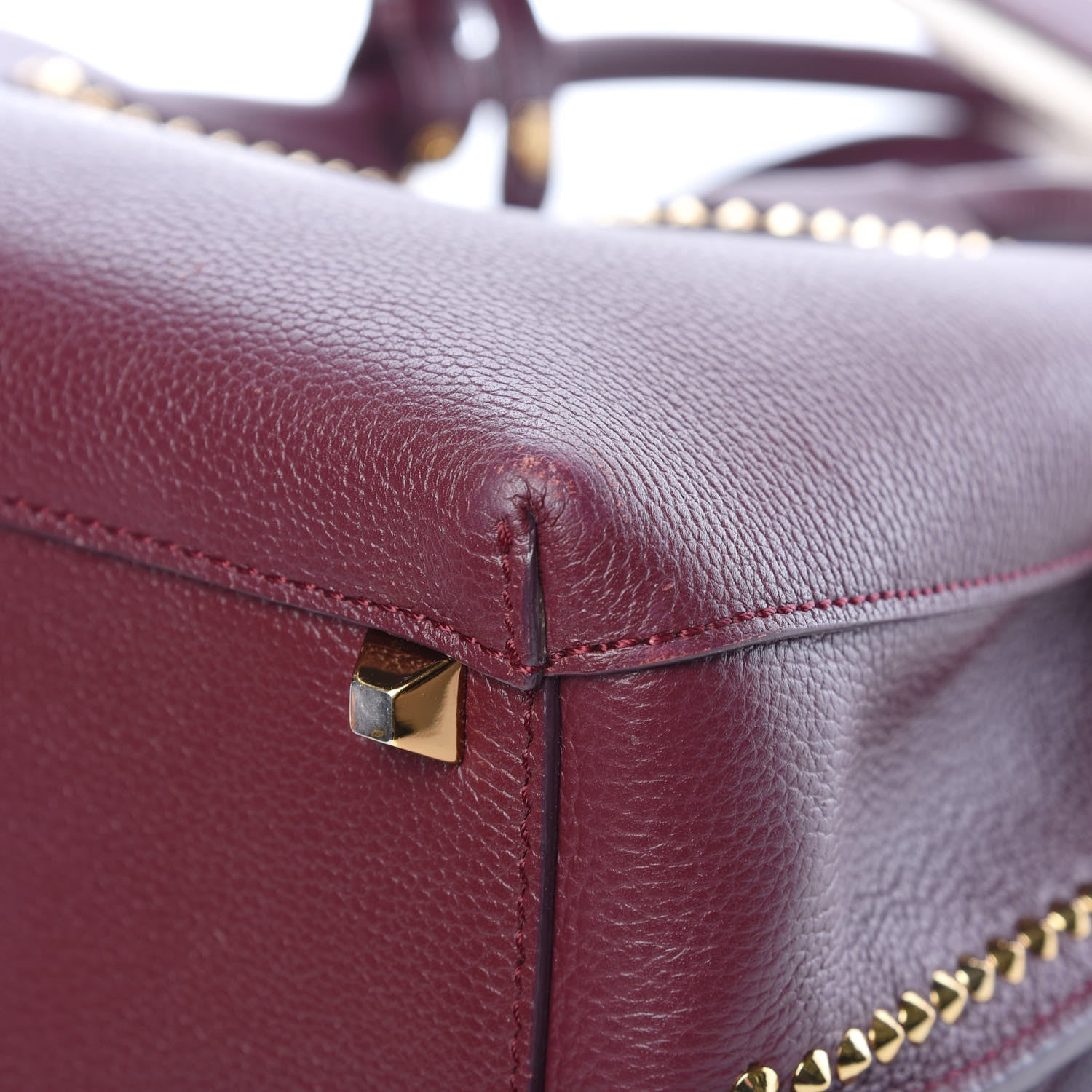 MCM Grained Calfskin Studded Medium Milla Tote Rustic Brown 14 of 14