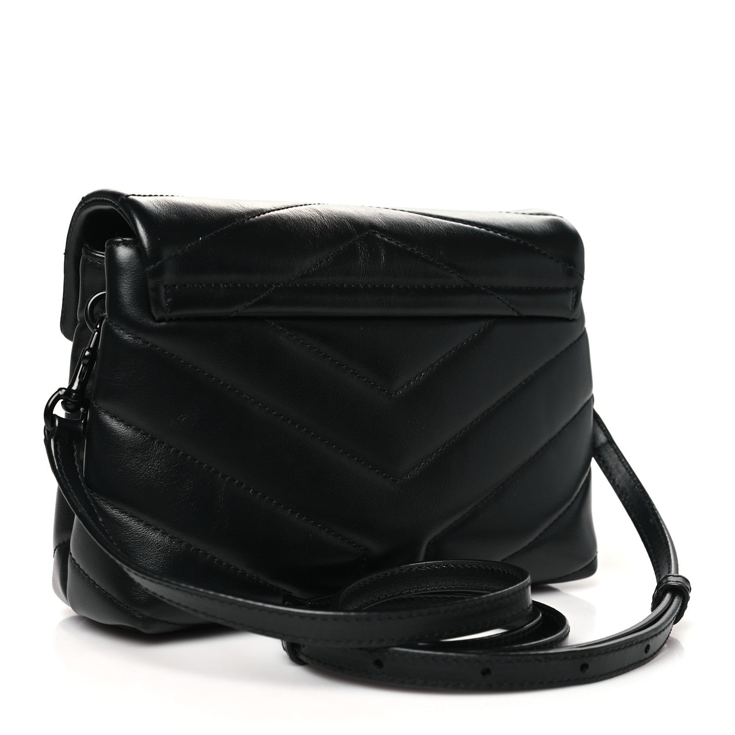Saint Laurent Calfskin Y Quilted Monogram Monochrome Toy Loulou Crossbody Bag Black 2 of 10