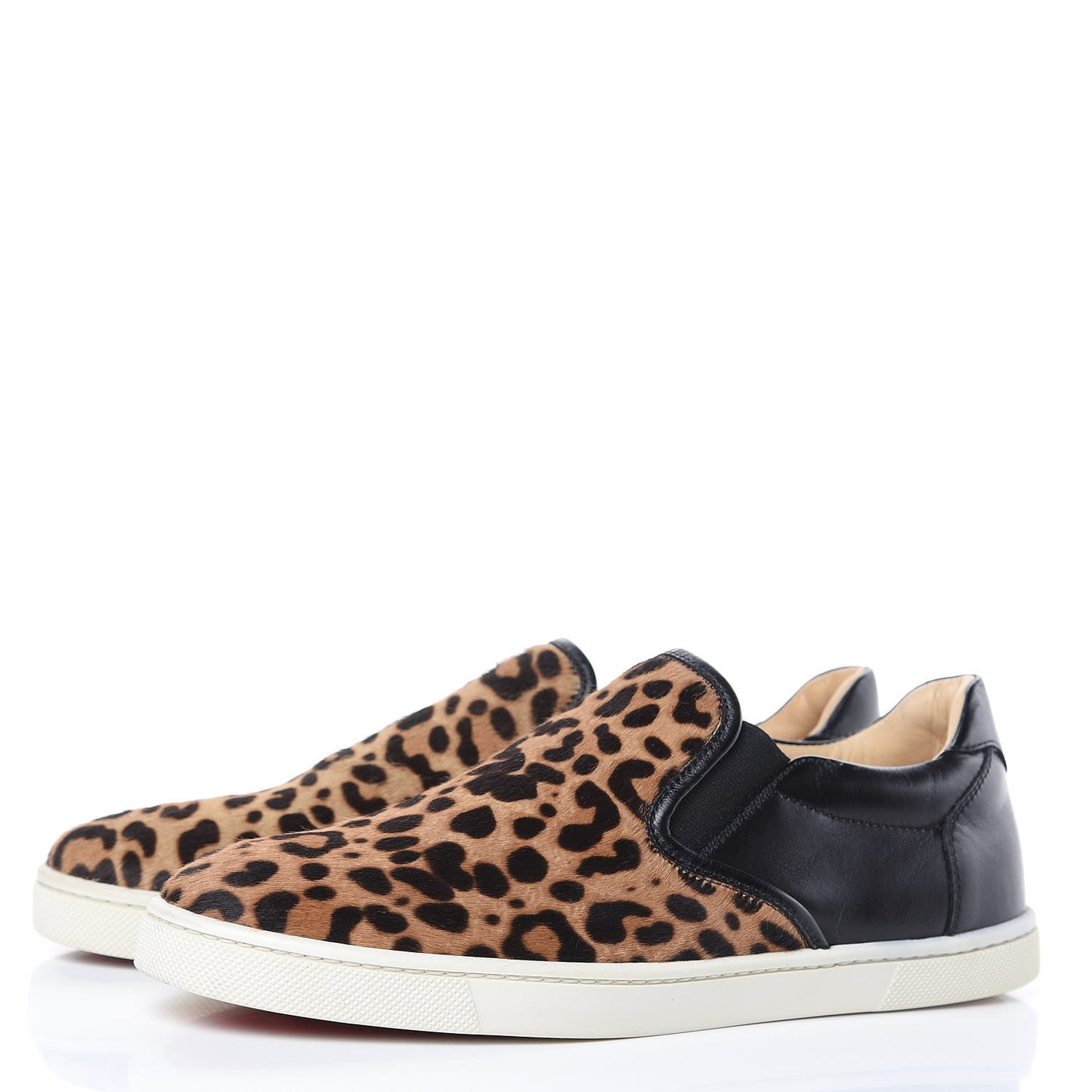 Pony Hair Jaguar Print Womens Master Key Flat Skate Sneakers 36.5 Brown Black