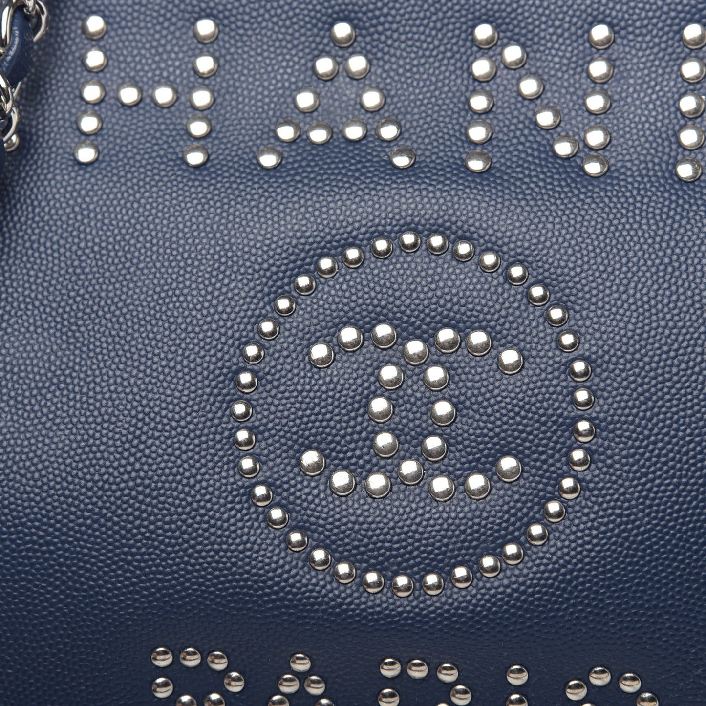 Caviar Medium Studded Deauville Tote Navy