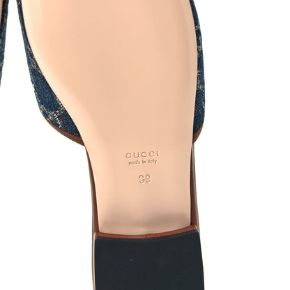 Gucci New Denim GG Monogram Miro Soft Calfskin Jolie Slide Sandals 39 Blue Tea Cuir Epilog 8 of 12