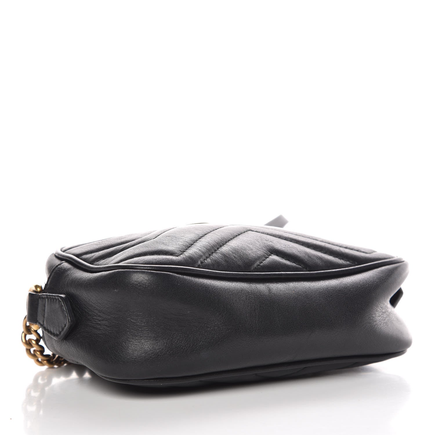 Gucci Calfskin Matelasse Mini GG Marmont Chain Shoulder Bag Black 4 of 12