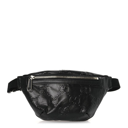 Gucci Calfskin GG Tennis Embossed Belt Bag Black 1 of 12