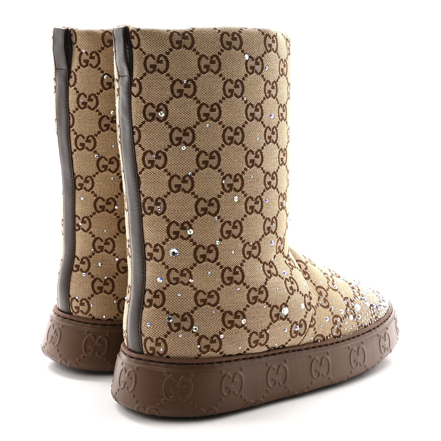 Gucci Monogram GG Strass Thermal Bootie 38.5 Camel Ebony 5 of 10