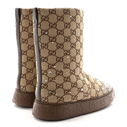 Gucci Monogram GG Strass Thermal Bootie 38.5 Camel Ebony 5 of 10