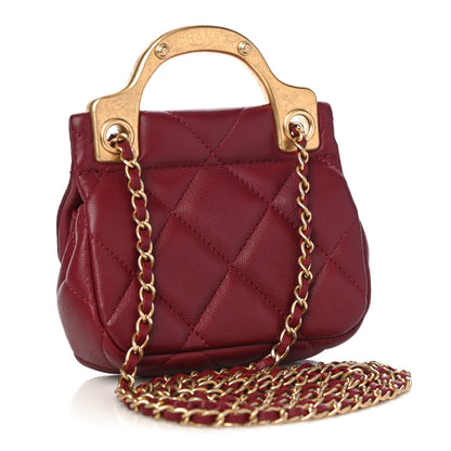Chanel Calfskin Quilted Lady Handle Flap Card Holder With Chain Dark Pink 2 of 11