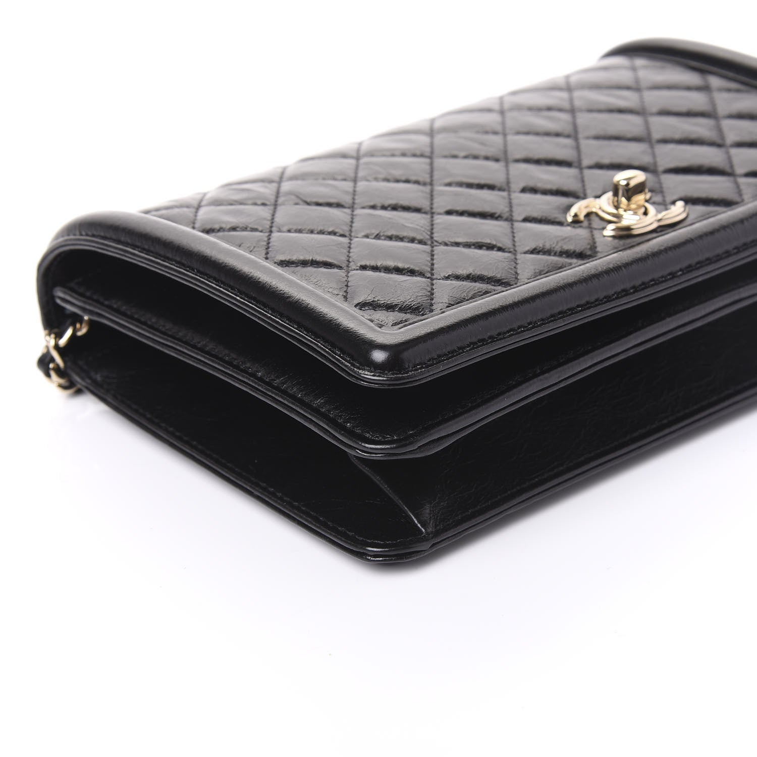 Chanel Glazed Crackled Calfskin Wallet On Chain WOC Black 5 of 11