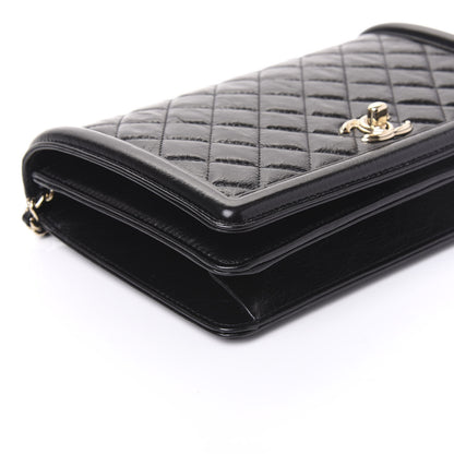 Chanel Glazed Crackled Calfskin Wallet On Chain WOC Black 5 of 11