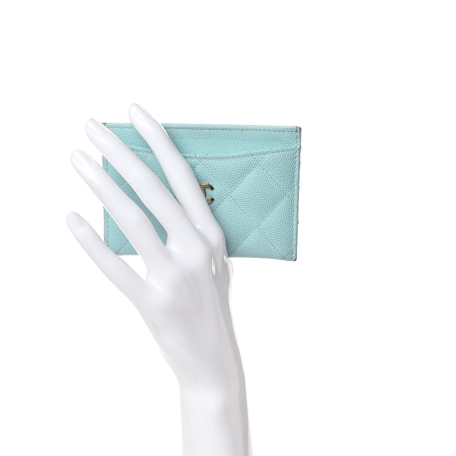 Chanel Caviar Quilted Card Holder Light Blue 2 of 20