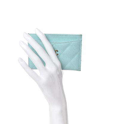 Chanel Caviar Quilted Card Holder Light Blue 2 of 20