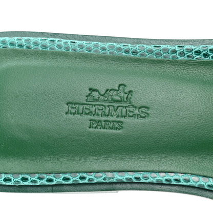 Hermes Lizard Oran Sandals 36 Vert Emeraude 7 of 8