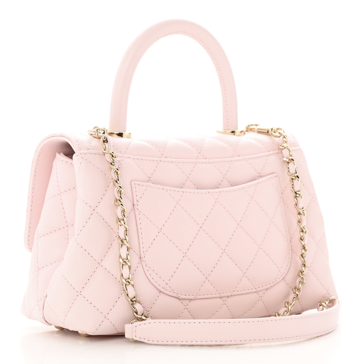 Caviar Quilted Mini Coco Handle Flap Light Pink