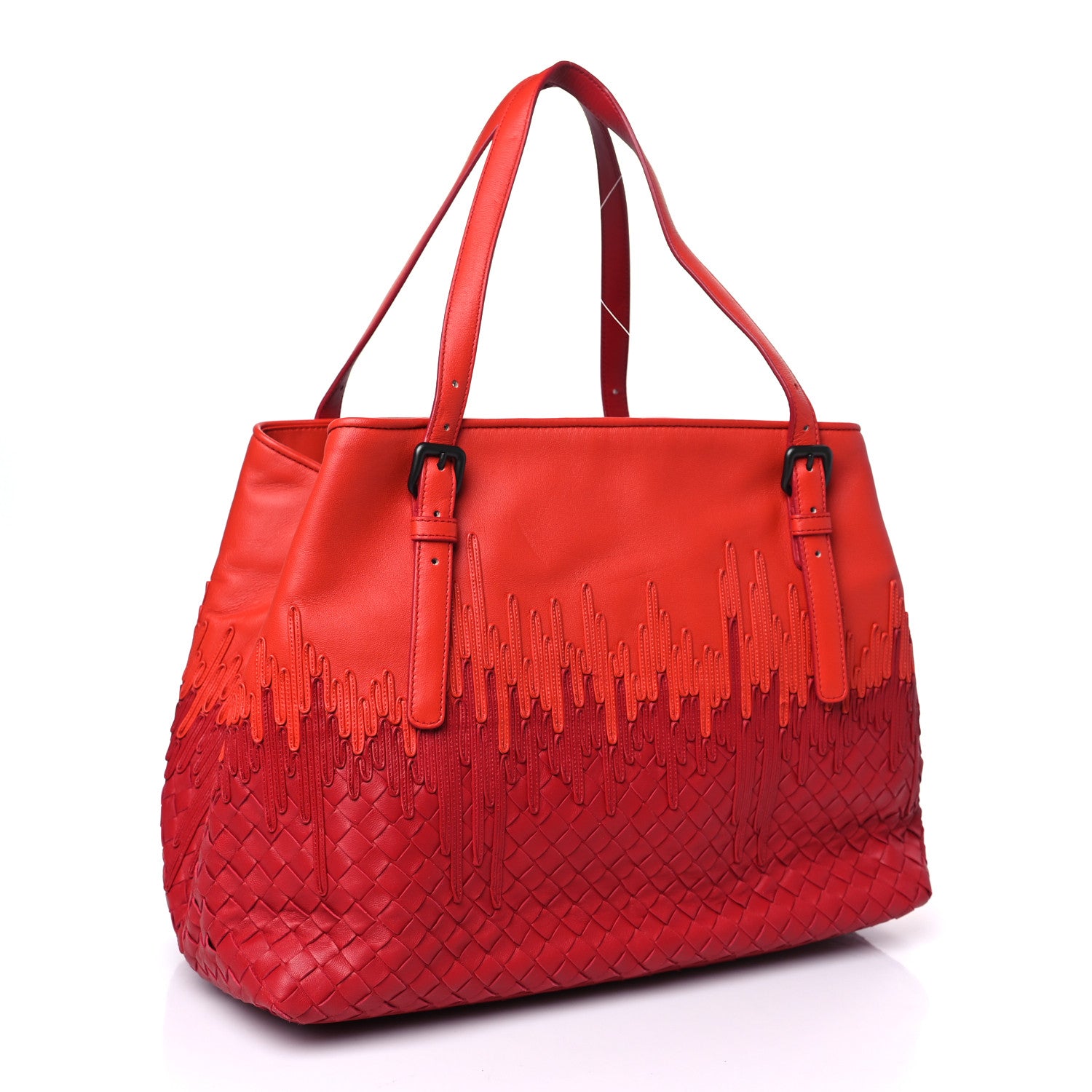 Bottega Veneta Nappa Intrecciato Medium Flow Wave Tote Orange Red 3 of 9