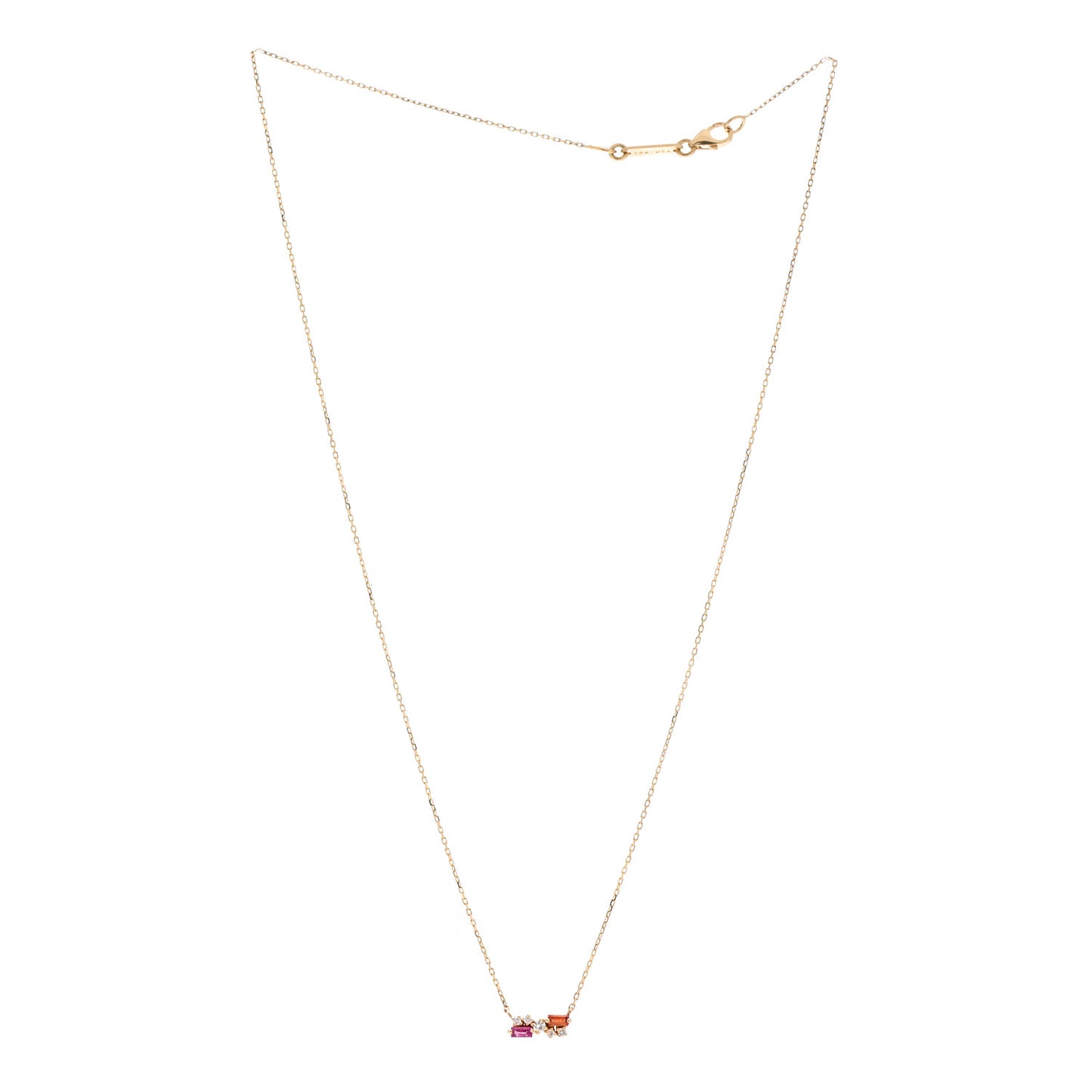 18K Yellow Gold Diamond Pink Sapphire Orange Topaz Pendant Necklace