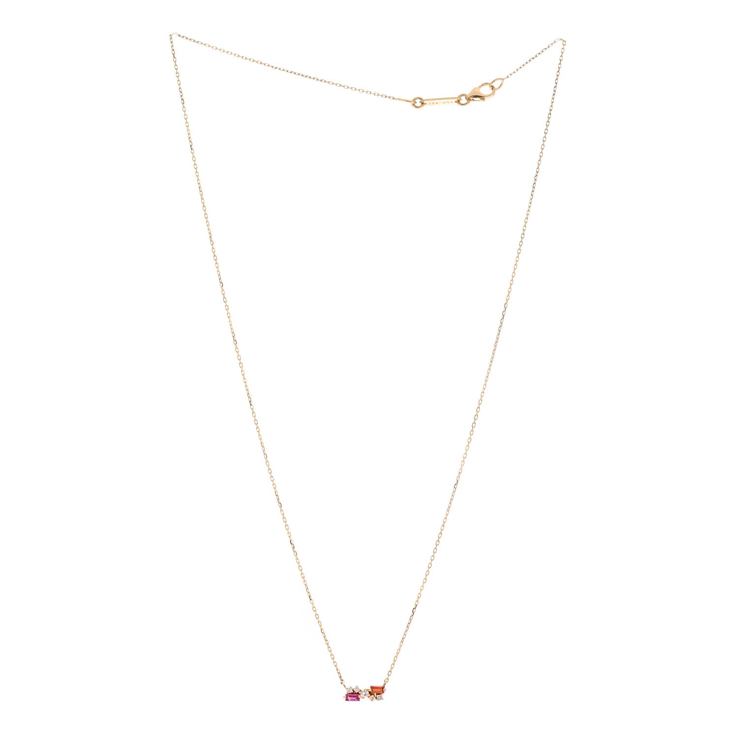 Suzanne Kalan 18K Yellow Gold Diamond Pink Sapphire Orange Topaz Pendant Necklace 3 of 5