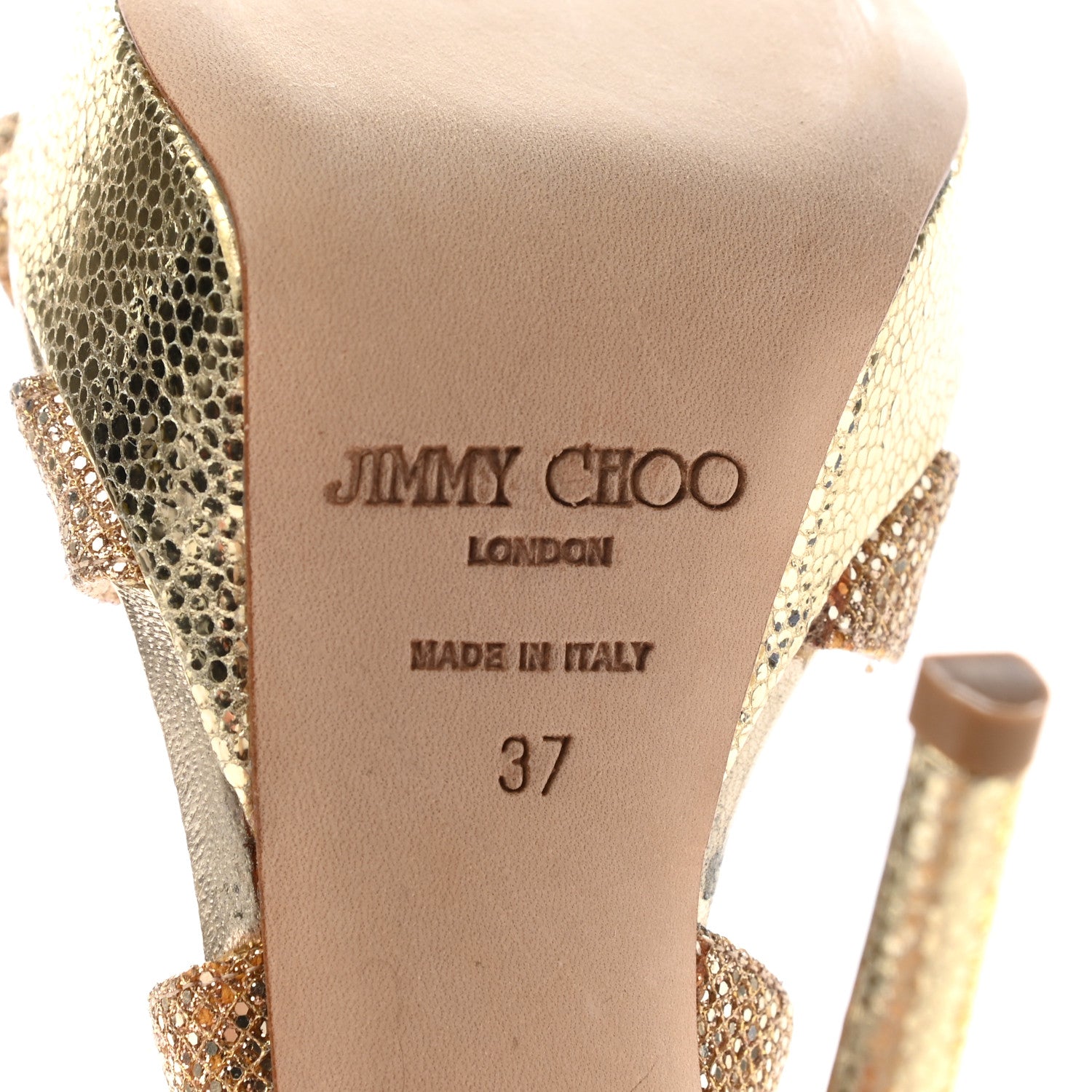 Jimmy Choo Glitter Vamp Platform Sandals 37 Gold 6 of 16