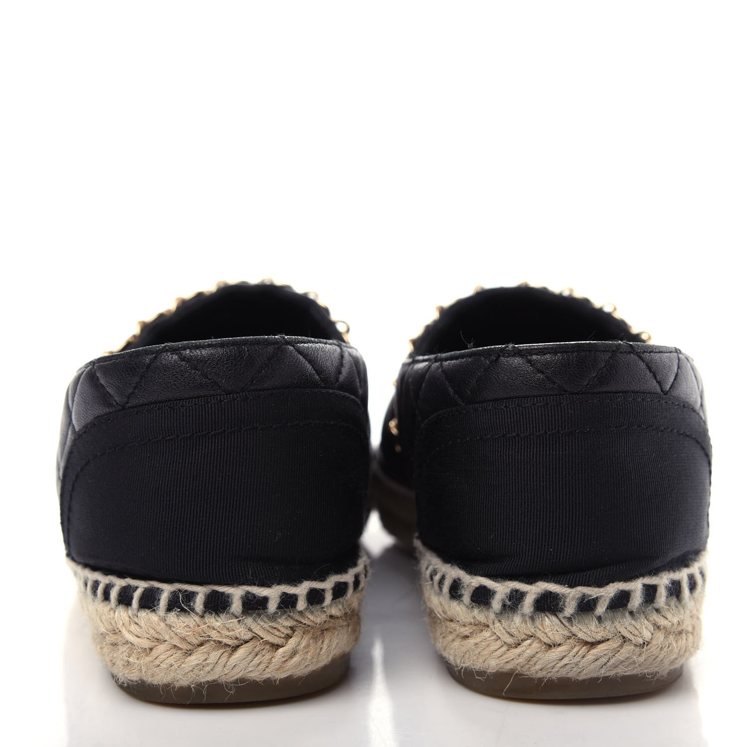 Chanel Lambskin Grosgrain Quilted CC Chain Espadrilles 37 Black 7 of 11