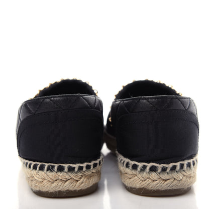 Chanel Lambskin Grosgrain Quilted CC Chain Espadrilles 37 Black 7 of 11