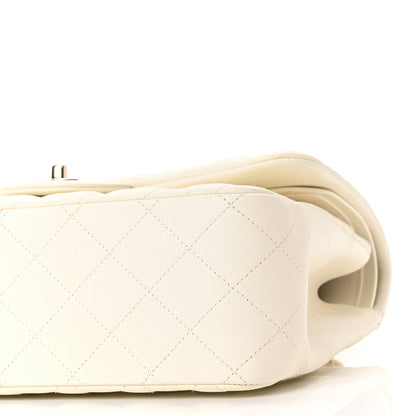 Chanel Caviar Quilted Jumbo Double Flap White 10 of 11