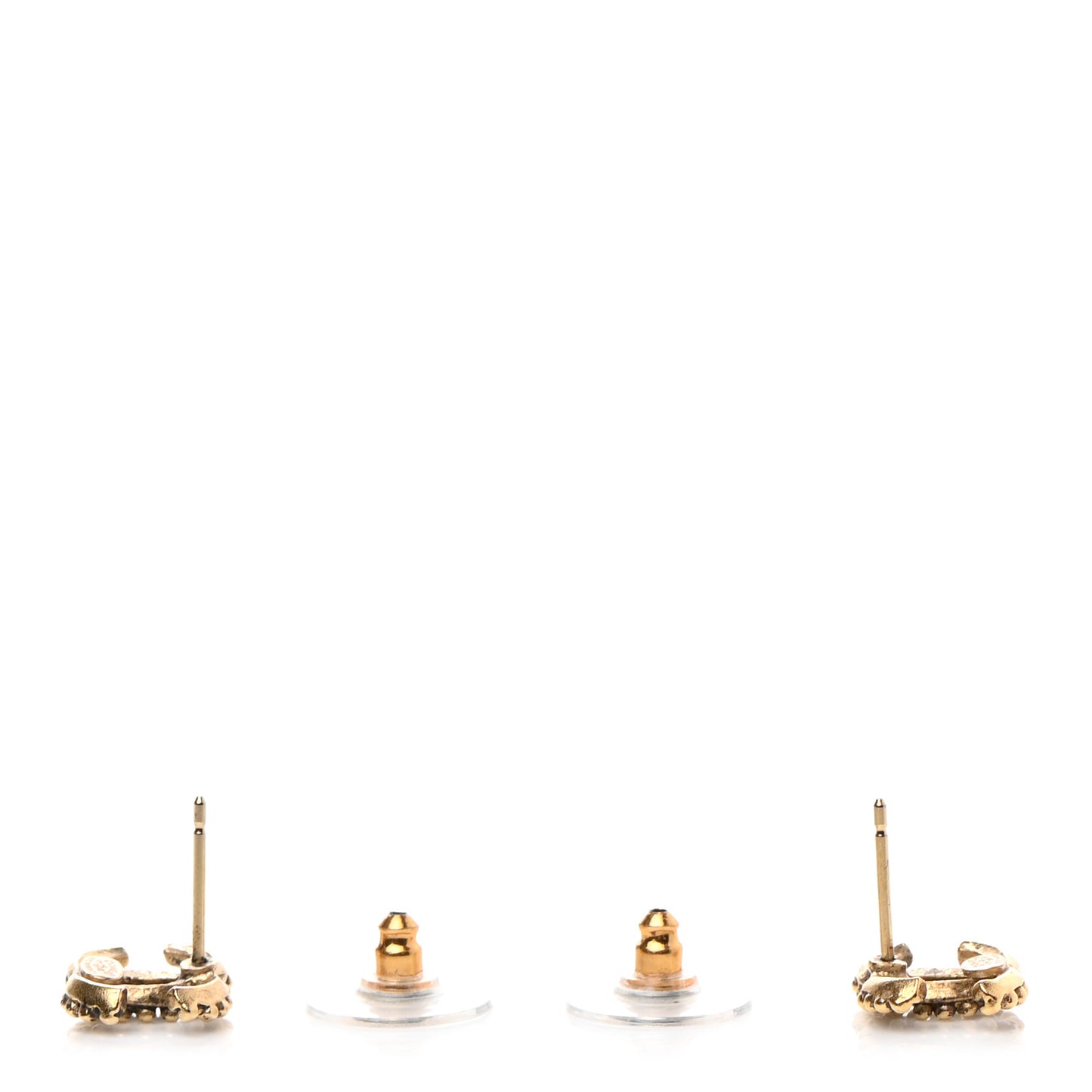 Metal Beaded CC Earrings Gold