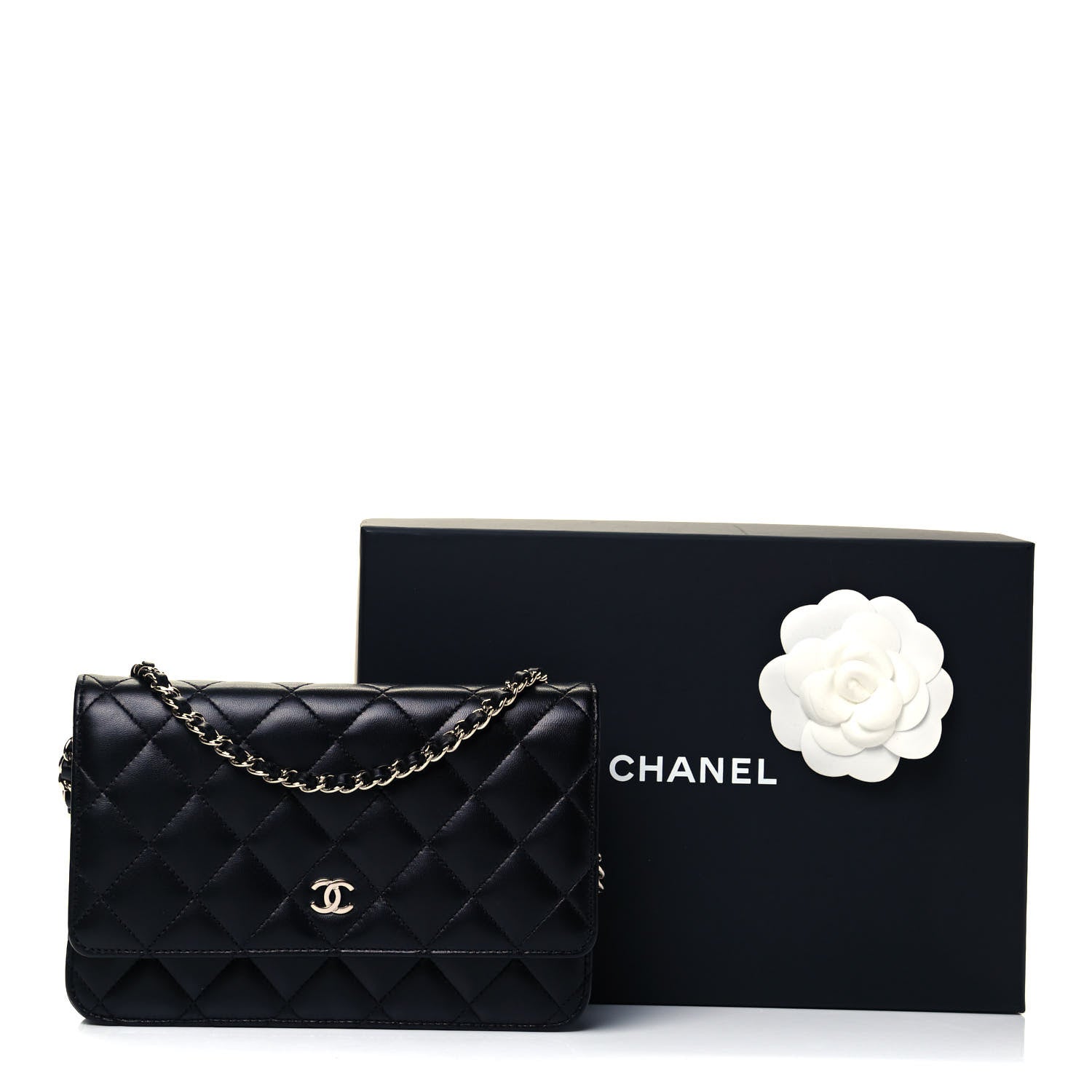 Chanel Lambskin Quilted Wallet On Chain WOC Black 10 of 10