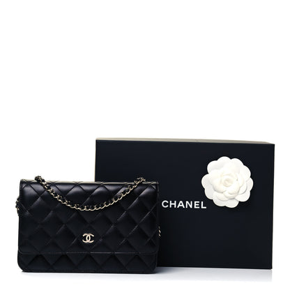 Chanel Lambskin Quilted Wallet On Chain WOC Black 10 of 10