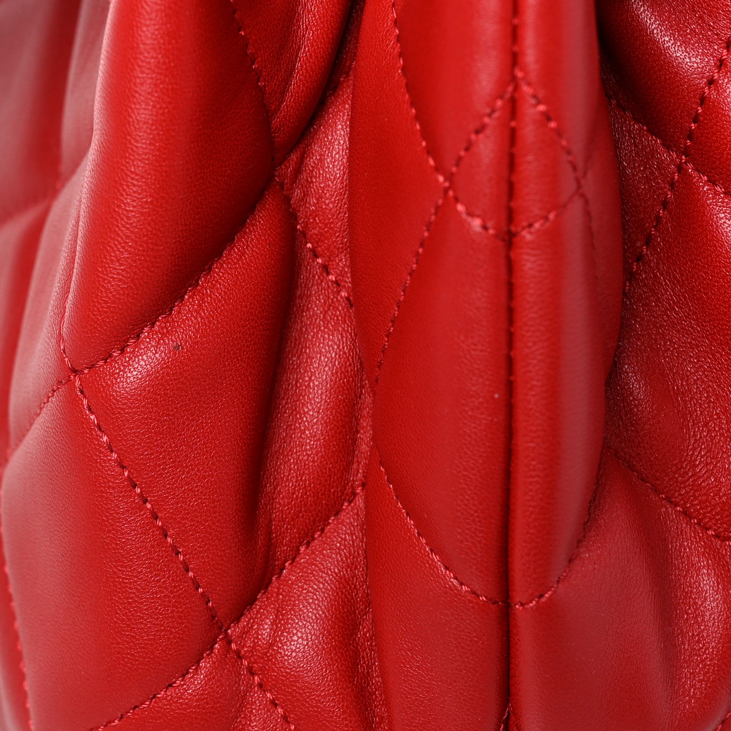 Lambskin Quilted CC Dweller Drawstring Bucket Bag Red