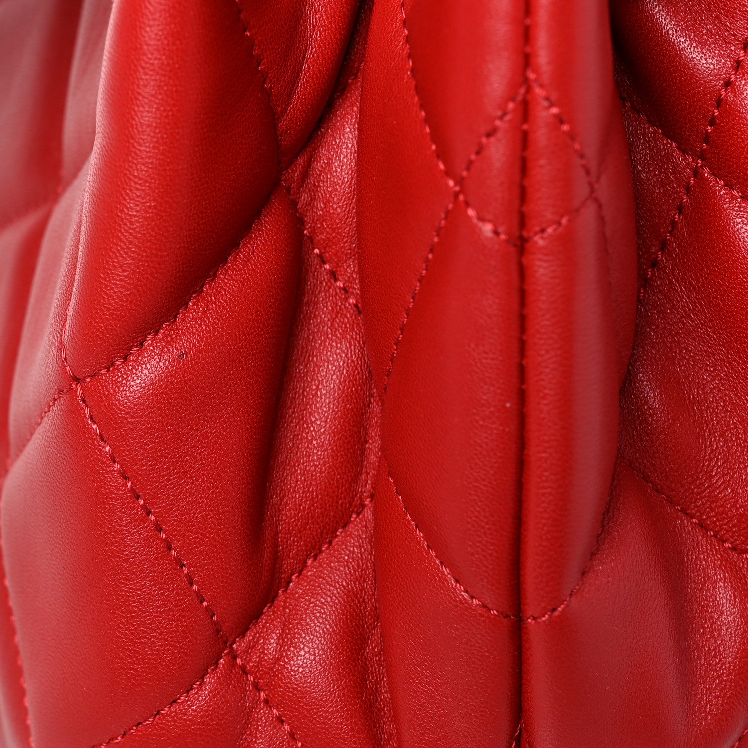 Chanel Lambskin Quilted CC Dweller Drawstring Bucket Bag Red 10 of 12