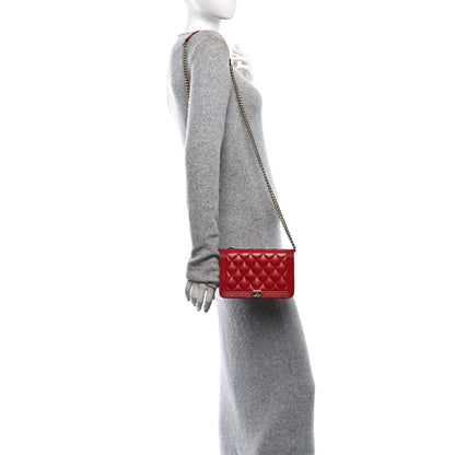 Chanel Caviar Quilted Boy Wallet On Chain WOC Red 2 of 10